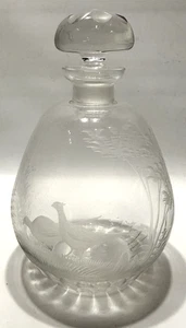 Vtg Queen Lace Crystal Americana Pheasants Hand Engraved 6.5” Cordial Decanter - Picture 1 of 14