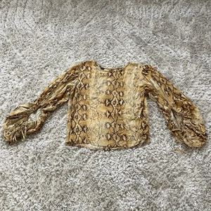 Valija Long Sleeve Snake-Print Top Size SMALL Fierce Crop Boutique Blouse - Picture 1 of 8