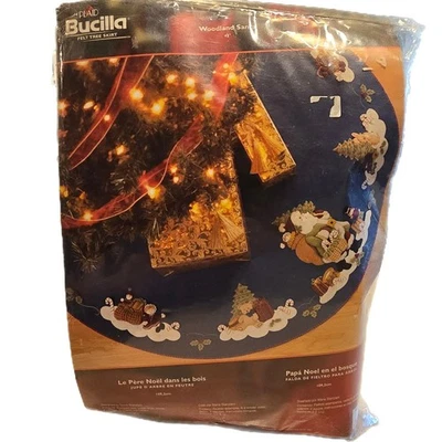 Bucilla 85115 Felt Tree Skirt Christmas Craft Kit 43” Woodland Santa Holiday New - Image 1 of 4