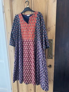 Toast Midi Dress Size UK 16 Block Print Kaftan Boho - Beautiful - Picture 1 of 16