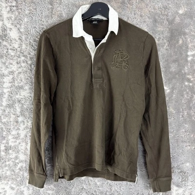 Polo Ralph Lauren Talla M Etiqueta Negra Bordada Marrón Manga Larga Cuello Foto 1 de 4