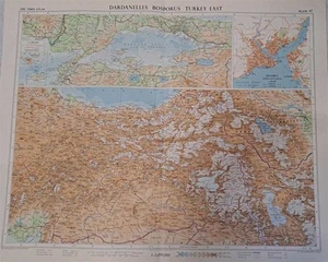 Karte: Karte von Dardanellen, Bosporus, Türkei Ost, Platte 37 von 1959 Times Atlas - Bild 1 von 1