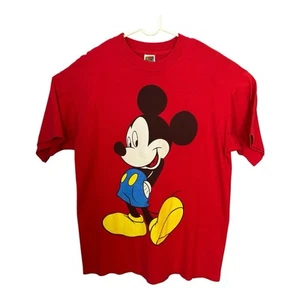 Disney Mickey Mouse Single Stitch T-Shirt Red Fruit Of The Loom XL Cotton 1990’s - Picture 1 of 11