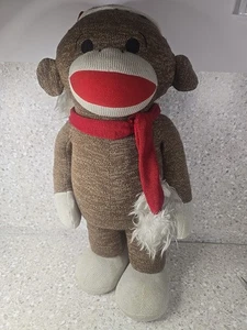 SOCK MONKEY Gemmy Holiday Door Porch Greeter 22" Alto Sombrero de Papá Noel De Colección 2012 - Imagen 1 de 10