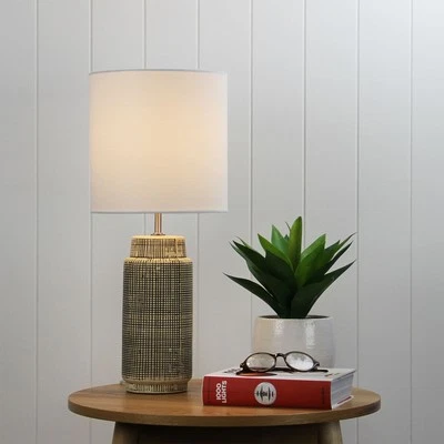 ZAMORA Retro Ceramic Table Lamp w Shade - Bild 1 von 2