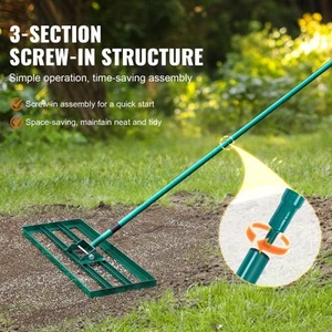 Heavy-Duty Lawn Leveling Rake with 2m Handle for Garden and Golf Use - Picture 1 of 7