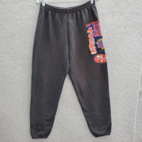 VINTAGE San Francisco 49ers Men Sweatpants Large Black 1995 Superbowl 29 Cover