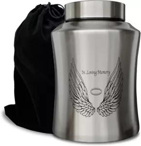 Up to 160 Lbs Large Cremation Urns for Adult Human Ashes, Angel Wings in Loving - Picture 1 of 12