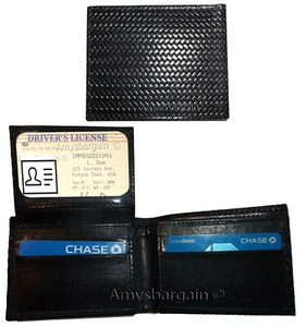 Lote de 2 Nuevas Cartera Tejida Estampada Cuero Hombre Doble Plegable 6 Tarjetas Billetera Identificación Nueva - Imagen 1 de 12