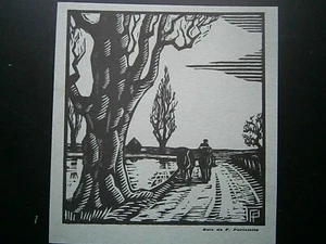 Gravure ancienne d'après un bois de: P portelette " Laboureur et ses chevaux" - Imagen 1 de 1