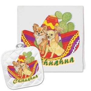 Chihuahua Kitchen Dish Towel and Pot Holder Gift Set - Picture 1 of 1