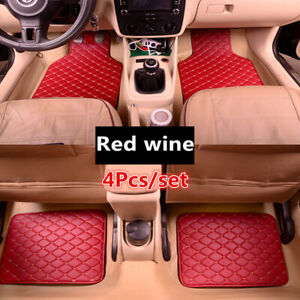 4x Car PU Leather Floor Mats Front Rear Carpet Non-slip For Interior Accessories