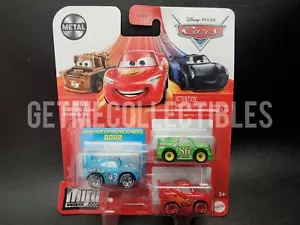 DISNEY PIXAR CARS MINI RACERS 3 PACK DAMAGED KING LAST RACE FREE SHIP $15+ - Picture 1 of 2