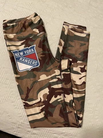 Womens Brown/Green/Beige Camouflage NY Rangers Leggings L Cover