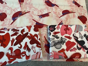 cotton quilt fabric Lot of 3 Red Hat fat quarters Robert Kaufman and more - Picture 1 of 5