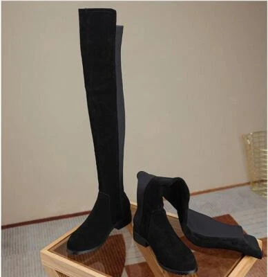 Zapatos para mujer para montar por encima de la rodilla botas gamuza retazos tacón grueso talla Foto 1 de 4