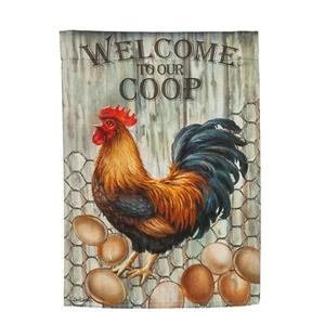 Bienvenido a nuestra cooperativa 14S10729 bandera de jardín de gamuza perenne 12,5" x 18" - Imagen 1 de 2