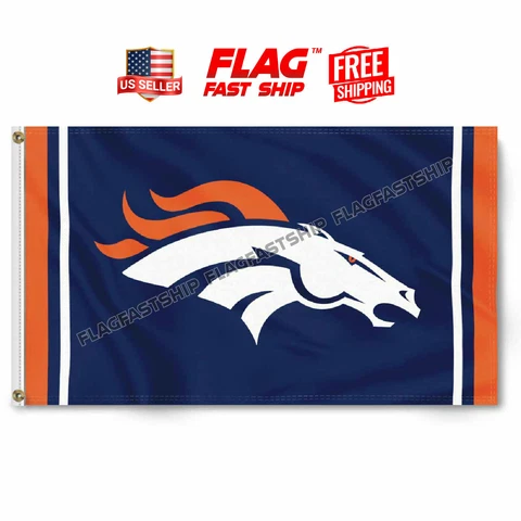 Denver Broncos Flag 3x5 FT Banner Man Cave Football NFL Broncos FREE Shipping Cover