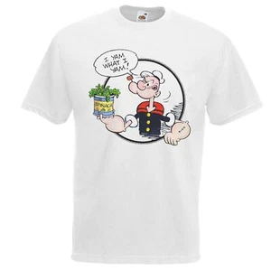 Mens Sailor Man I Yam What I Yam Cartoon TV Quote Unisex White T-Shirt - Picture 1 of 8