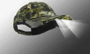 cappello mimetico con 5 led pesca caccia luce carpfishing surfcasting berretto - Foto 1 di 1
