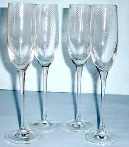 Gorham Verona Champagne Flutes 4 PC. Crystal Swirl Optic 10" New Bad Box - Picture 1 of 8