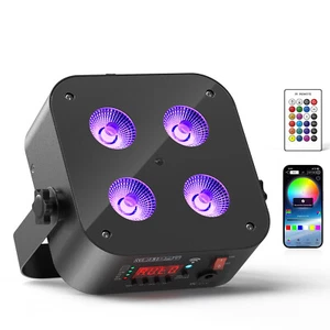 4X25W Rechargeable Par Light 6IN1 RGBWA+UV DMX APP Party DJ KTV Disco Show Xmas - Picture 1 of 23