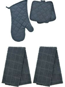 Kitchen Linen 5pc Set Towels Quilted Potholders Oven Mitt FREE SHIPPING