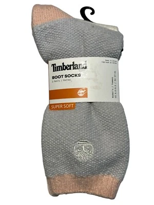 Timberland Boot Socks Womens 6.5-9.5 Super Soft 2 Pairs Grey Cream Hiking Active - Image 1 of 4