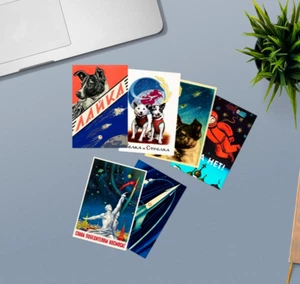 Laika, first space dog,Soviet space — Set of space postcards (6 different items) - Picture 1 of 10