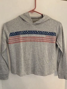 NWT Vineyard Vines cotton pullover hoodie size XS 5-6 Grey Heather Flag July 4th - Picture 1 of 9