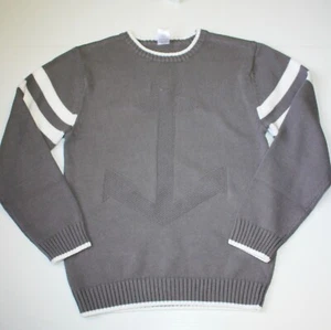 Gymboree Stripes & Anchor Boy's Gray with White Trim Sweater size L 10-12 NWT - Picture 1 of 3