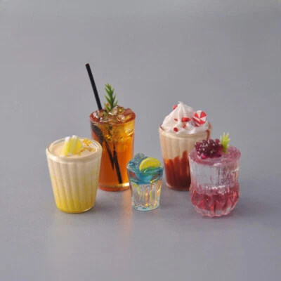 1/12 Scale Coffee Drinks Cocktails Glasses Dollhouse Scenes Display Props Model - Image 1 of 4