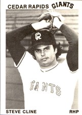 1975 Cedar Rapids Giants TCMA #3 Steve Cline Hagerstown Maryland Clemson Card