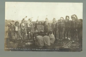 Pine Ridge SOUTH DAKOTA RPPC 1908 SIOUX INDIANER Two Strike Band S.D. METZGER - Bild 1 von 3