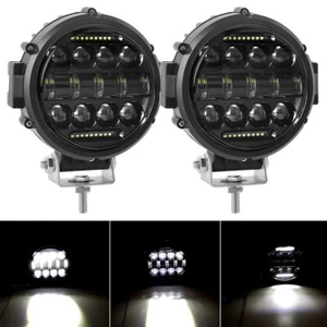 2x 7" inch Round LED Light Bar Pods Flood Spot DRL Offroad Driving Lights Truck - Bild 1 von 13