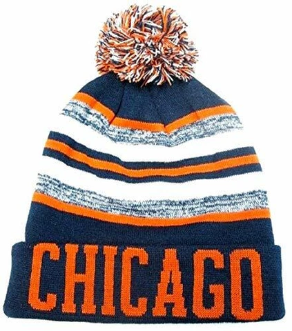Chicago Bears Navy / Orange Classic POM Ball Knit Hat Cap Winter Ski Beanie Cover