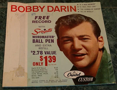 Vintage Bobby Darin Scripto 7" 45rpm, EP No Pen Out Of Print  - Image 1 of 4
