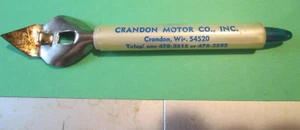 VTG  CRANDON MOTOR CO INC CHEVY CHEVROLET DEALER BOTTLE CAN OPENER CRANDON WIS. - Picture 1 of 2