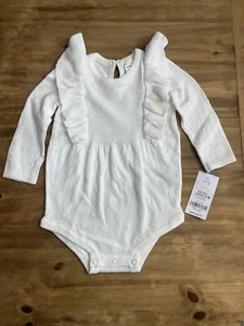 Carters Baby Girls Long Sleeve White Bodysuit Ruffles 9 Month NWT - Picture 1 of 6