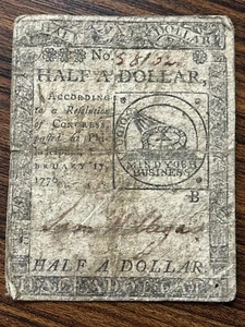 Half a Dollar Continental Currency Philadelphia 1776 Colonial #75508 - Picture 1 of 2