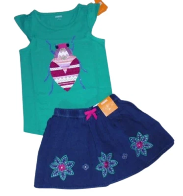 NUEVO CON ETIQUETAS Camiseta Falda Denim Gymboree Niña Talla 5T Jungle Brights NUEVA Foto 1 de 3