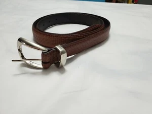 MENS Brown Belt Basket Woven Design Out Of Leather Defected Belt Inside Size 42 - Picture 1 of 5