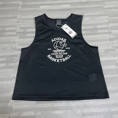 adidas Hoop As One Womens Size XS Black Basketball Jersey Mesh Top $30 - Image 1 of 4