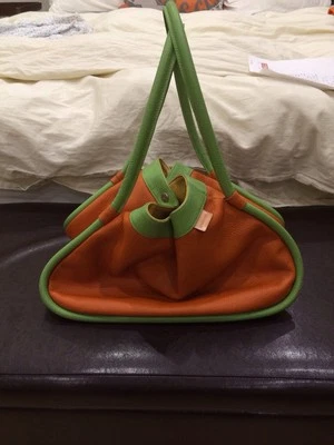 BOLSO DE PLAYA AUTÉNTICO HERMES NARANJA Y VERDE Como Nuevo Foto 1 de 4
