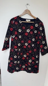 Seasalt Cornwall Port Gaverne Tunic UK 14 Needlecord Floral Black Pockets - Picture 1 of 12