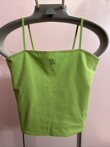 Vintage Y2K Gap Lime Green Strappy Tank Top Butterfly Rhinestone Girls XL 12 - Picture 1 of 4