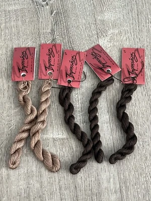 Impressions By Caron Lot of 5 Needlepoint Thread Silk Wool 36 Yds Brown Neutral - Image 1 of 2