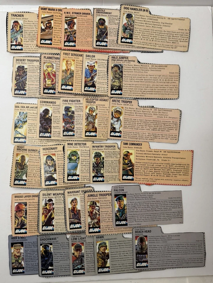G.I. vintage años 80 GI Joe Lote ARAH Cobra 3.75 Tarjetas de Archivo Lote de (30) Tarjetas de Archivo Foto 1 de 1