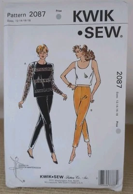Kwik Sew 2087 Misses Slim Ankle Length Pants Top Pattern Sz 12-18 UNCUT SEALED - Image 1 of 3