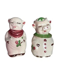 Salero y pimentero grande de 5" Shawnee Pottery CLOVER BROD Winnie & Smiley Pig - Imagen 1 de 14